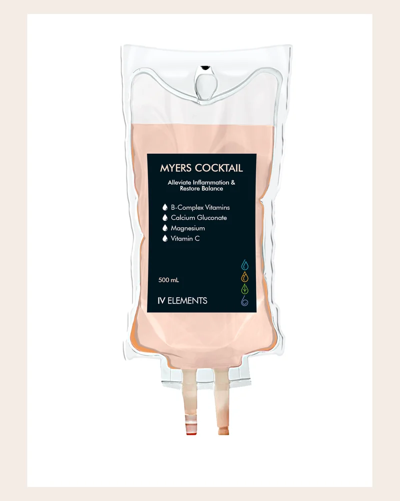 Myers Cocktail IV vitamin drip bag with B-complex vitamins, calcium, magnesium and vitamin C